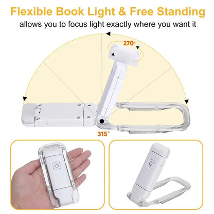 Mini LED Clip Book Light USB Rechargeable Book Reading Light Brightness Adjustable Eye Protection Portable Bookmark Read Light